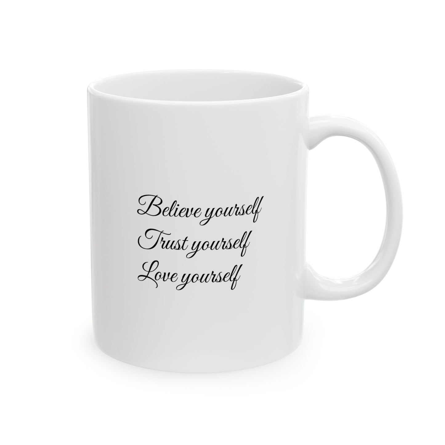 White Ceramic Wellness Mug – Elements of Goodness with empowering phrases