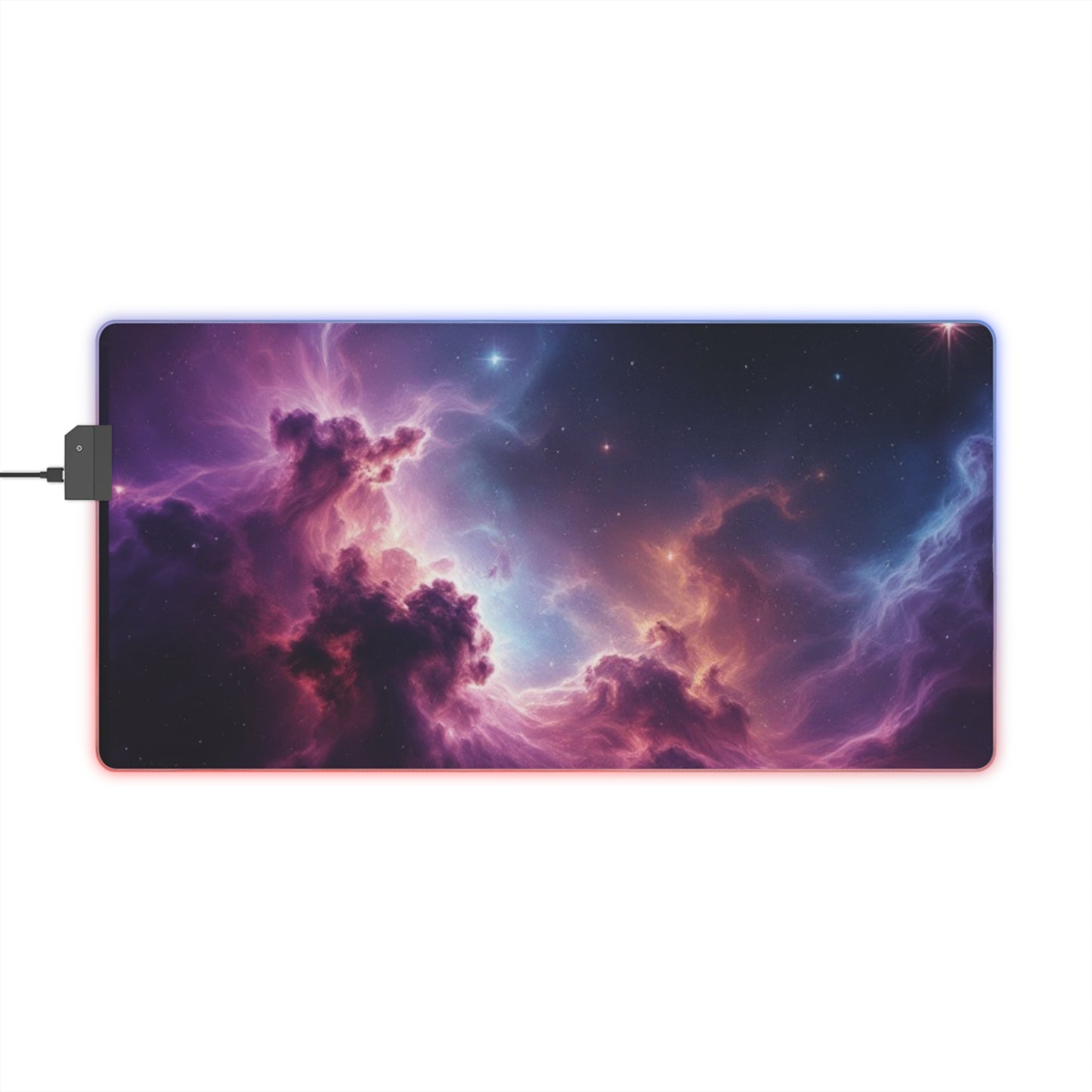 LED Gaming Mouse Pad - Cosmic Nebula Design with RGB Lighting