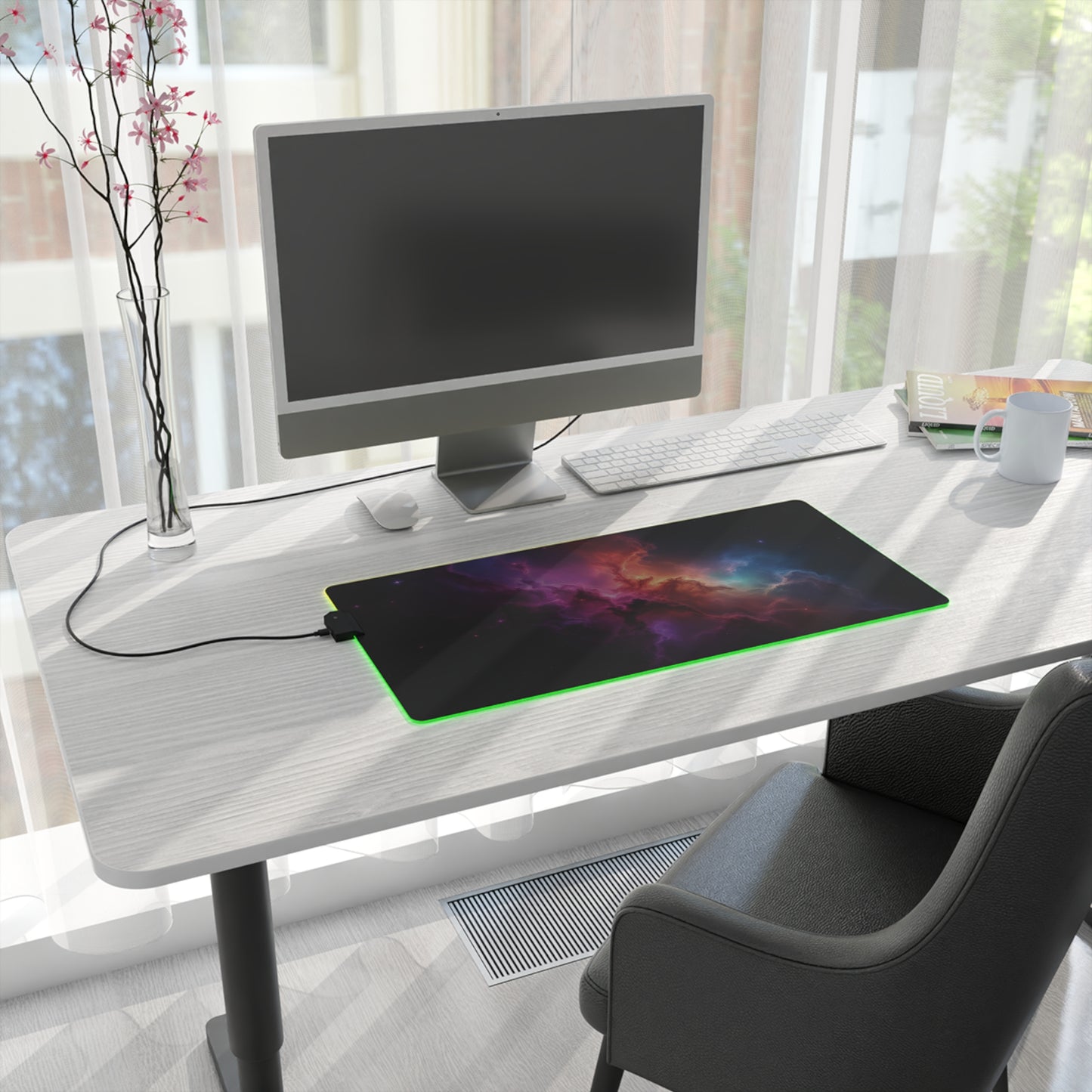 LED Gaming Mouse Pad - Cosmic Nebula Design with RGB Lighting