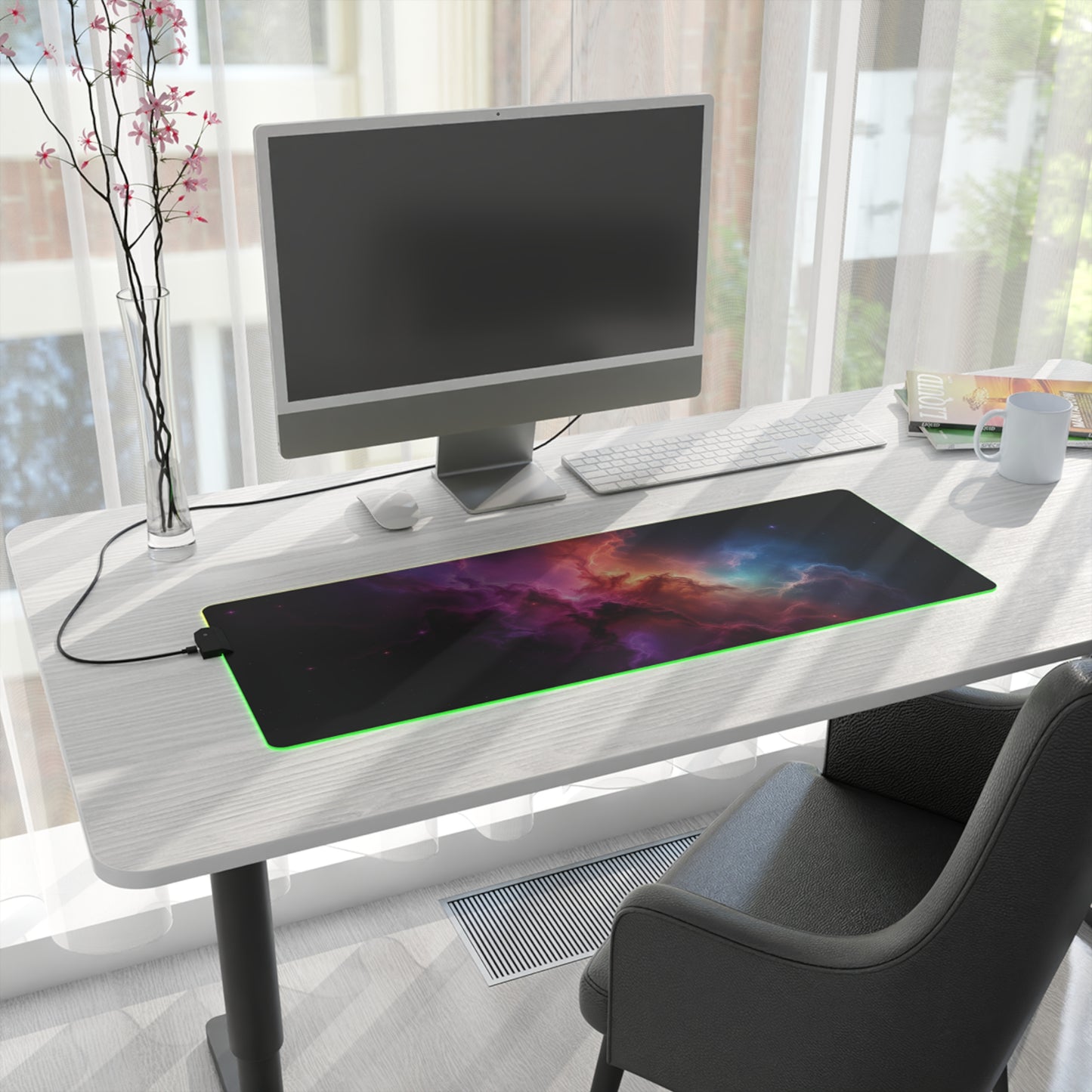 LED Gaming Mouse Pad - Cosmic Nebula Design with RGB Lighting