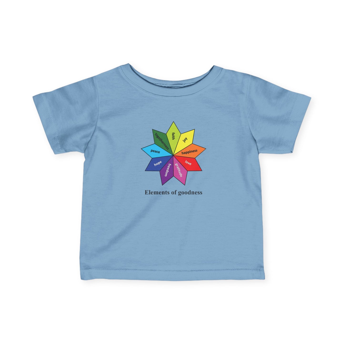 Infant Fine Jersey Tee - Elements of Goodness - Peace, Love, Happiness etc.