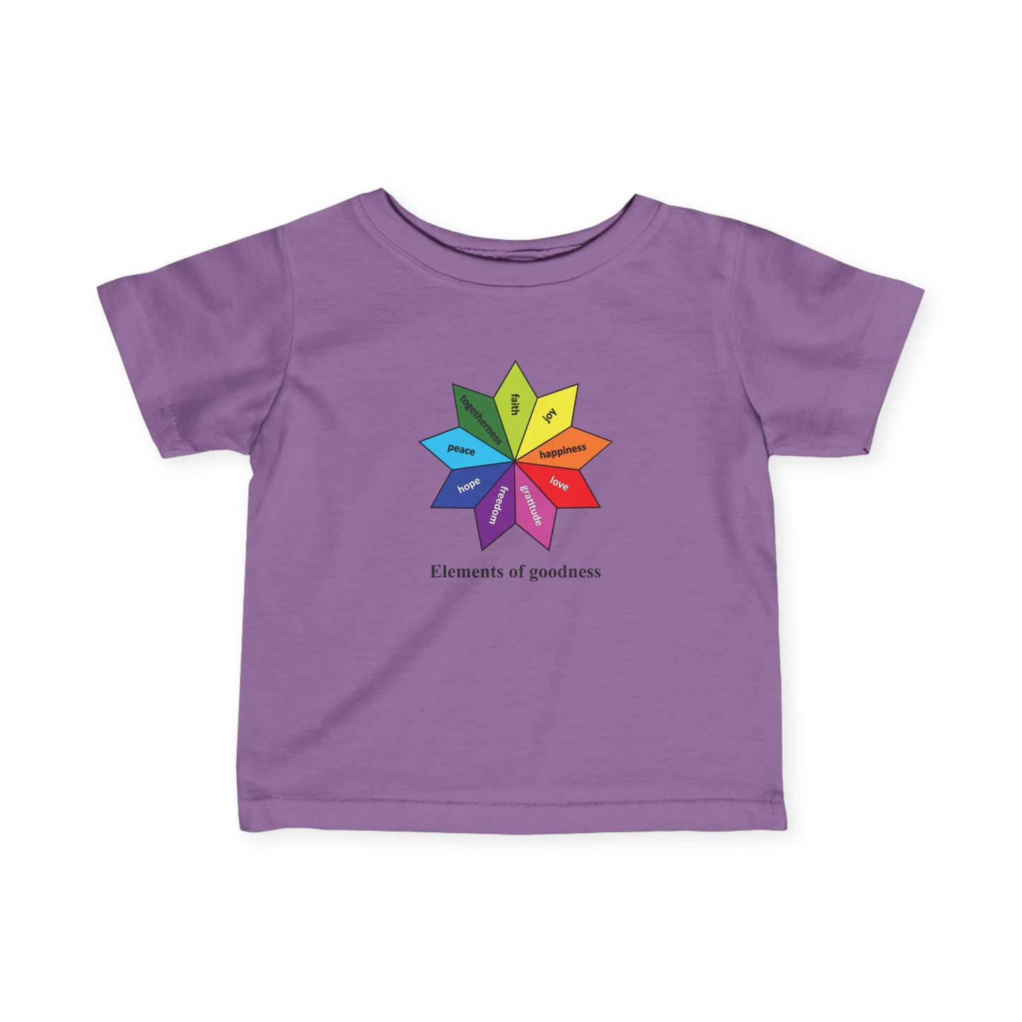 Infant Fine Jersey Tee - Elements of Goodness - Peace, Love, Happiness etc.
