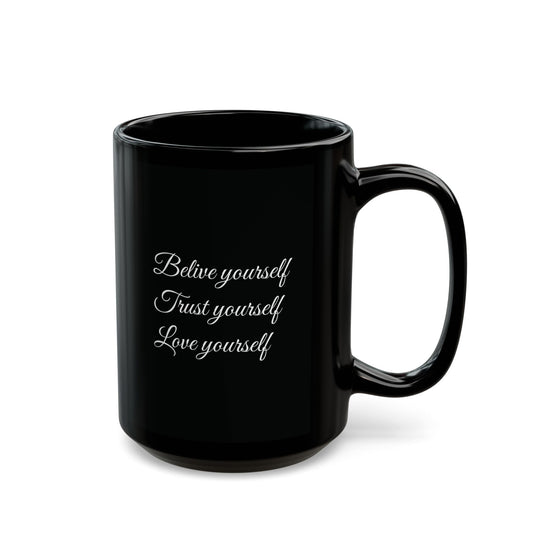 Black Ceramic Wellness Mug - Elements of Goodness with empowering phrases