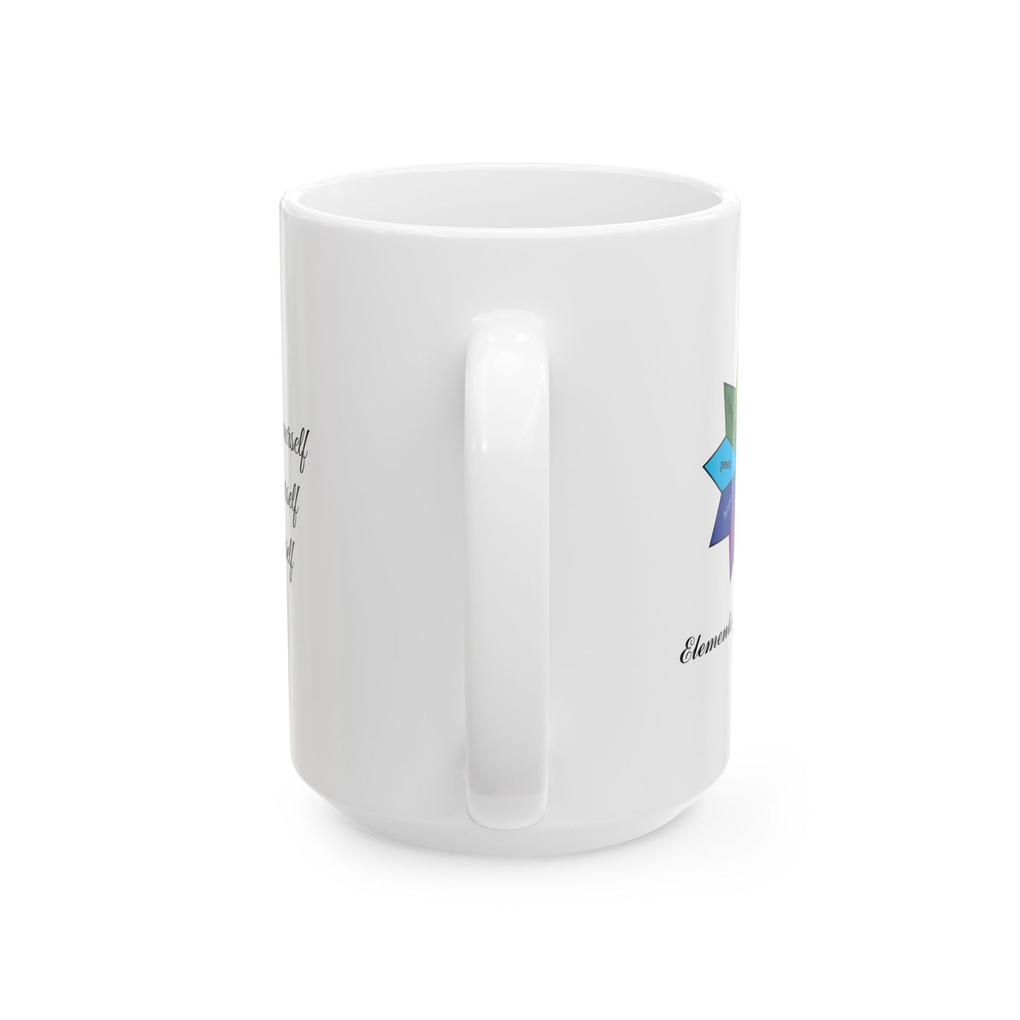 White Ceramic Wellness Mug – Elements of Goodness with empowering phrases
