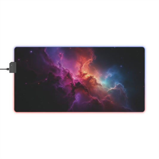 LED Gaming Mouse Pad - Cosmic Nebula Design with RGB Lighting