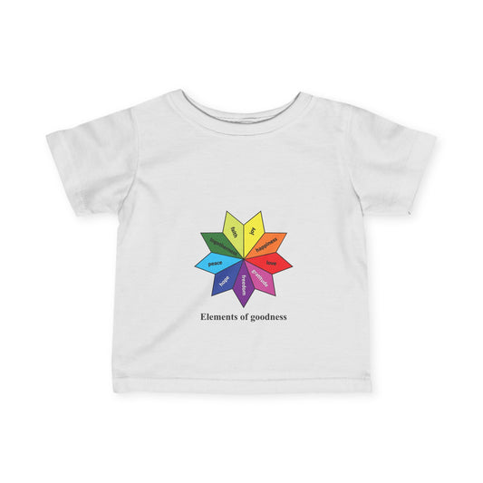 Infant Fine Jersey Tee - Elements of Goodness - Peace, Love, Happiness etc.