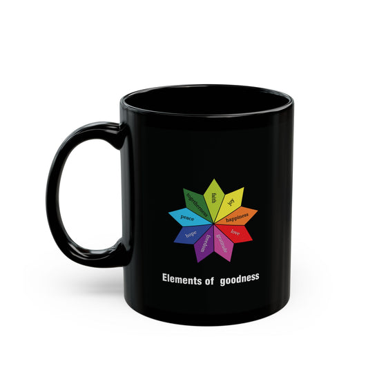 Black Ceramic Wellness Mug - Elements of Goodness with empowering phrases