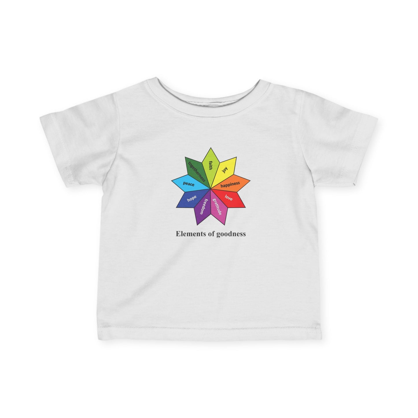 Infant Fine Jersey Tee - Elements of Goodness - Peace, Love, Happiness etc.